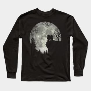 Pomeranian Dog And Moon Scary Halloween Long Sleeve T-Shirt